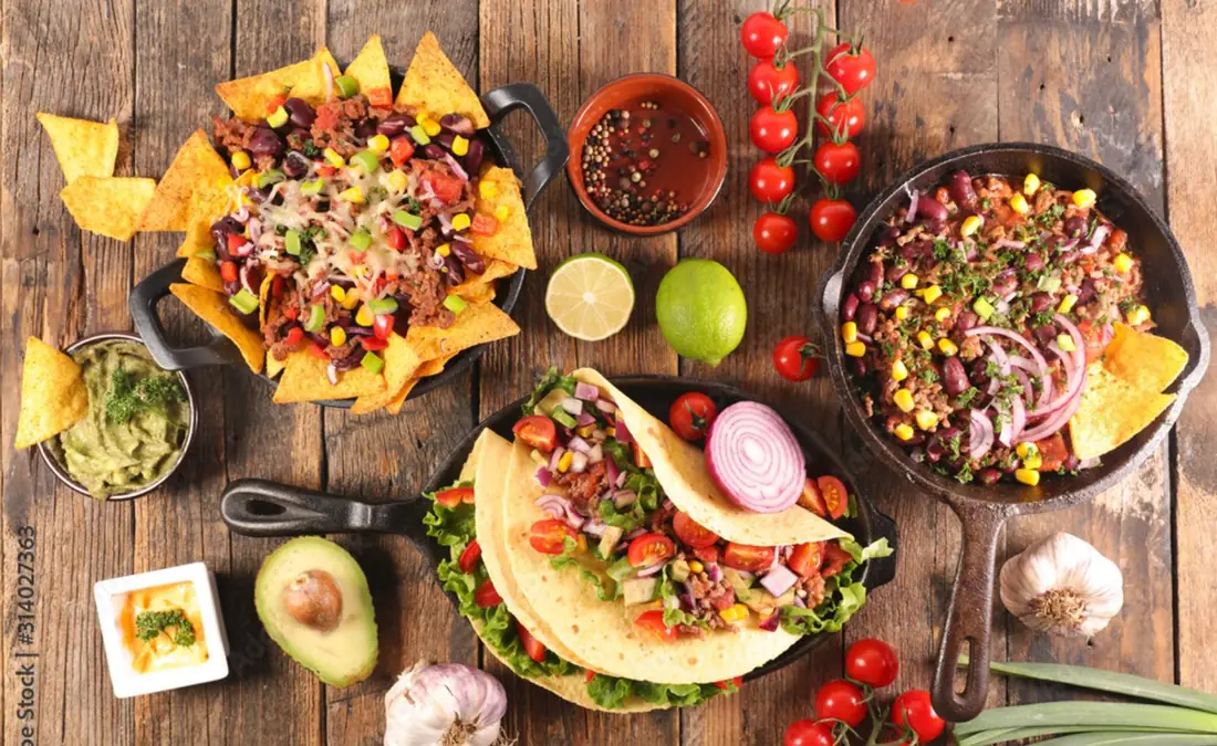 Mexican nachos and tacos